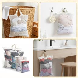 4 Stuks Mesh Waszakken voor Wasmachine - Hangende Wasmand voor Delicate Kleding met Handvatten (S/M/L/XL) - Ritsopening voor Jassen, Truien, Lingerie, Sokken en Lakens — thumbnail 2