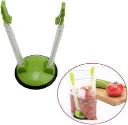 Handsfree Baggy Rack - Voedsel Opbergclip - Voedsel Voorbereiden - Verstelbare Clips - 18.5 cm - Groen — thumbnail 2