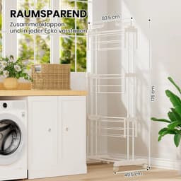 Bresht Wastoren - Wastoren Droogrek - Wasmachine rek - 4 verdiepingen - Veerkrachtig - Uitschuifbaar - Binnen & Buiten - 83-200 cm — thumbnail 4