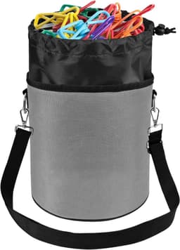 Wasknijper Tas - Opberger Houder - Wassen Ophangen - Met Draagriem - 19x19x24 cm - Grijs — thumbnail 1