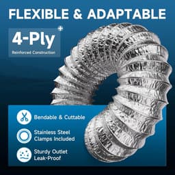 Afvoerslang - Flexibele buis - Luchtgeleiding - Hittebestendig materiaal - 150 mm x 25 m - Zilver — thumbnail 4