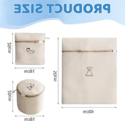 Set van 3 wasnetten voor voorzichtig wassen en opbergen van lingerie, sokken en ondergoed — thumbnail 5