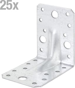 Hoekanker Extra Sterk - Verzinkte Hoekbeugel - Houtbouw Versteviging - Met Ribconstructie - 90x90x65 mm - Staal — thumbnail 2