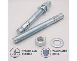 Wigankers Metaal - Betonpluggen Bevestiging - Zware Lasten Bevestigen - Verzinkt Staal - M20 x 220 mm - Zilverkleurig