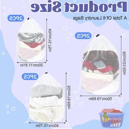 Set van 6 Wasnetten, 50 x 60 cm, 40 x 50 cm, 30 x 40 cm, Herbruikbare Waszakken voor Wasmachine, Ideaal voor Thuis, Reizen en Hotels — thumbnail 5