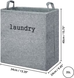 Dailygoody - Vouwbare Wasmand - 35L Capaciteit - Waterafstotend - Grijs - Ideaal voor Elke Kamer - Compact en Handig — thumbnail 2
