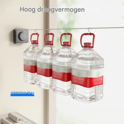 TOVBMUP Waslijn - Intrekbaar - Geen doorhangen - Wandgemonteerde intrekbare waslijn - 4,6 m - Roestvrijstalen touw - Grijs — thumbnail 4