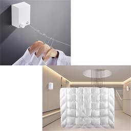 Intrekbare waslijn - Wand drooglijn - Wasgoed drogen - Verstelbare lengte - 42 meter - Wit — thumbnail 2