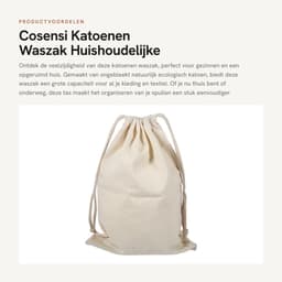 Dailygoods- Waszak Grote Capaciteit - Katoenen Waszak - Huishoudelijke Opslagzak - Reizen - Ecologisch Katoen - Sluiting met Koord - Opbergtas — thumbnail 1