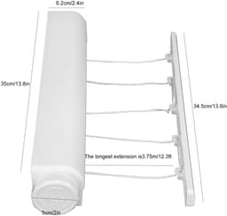 Dailygoods- Waslijn Intrekbaar - Wanddroogrek - Kledingdroogtouw - Ruimtebesparend - 5 Touwen - Draagt tot 8kg - Droogtouw — thumbnail 4