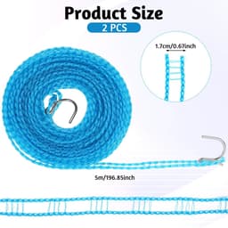 Dailygoods- Waslijn Winddicht 5 Meter - Draagbare Reiswaslijn - Antislip - Roestvrij Staal - Verstelbare Lengte - Eenvoudig te Installeren - Waslijnhouder — thumbnail 3