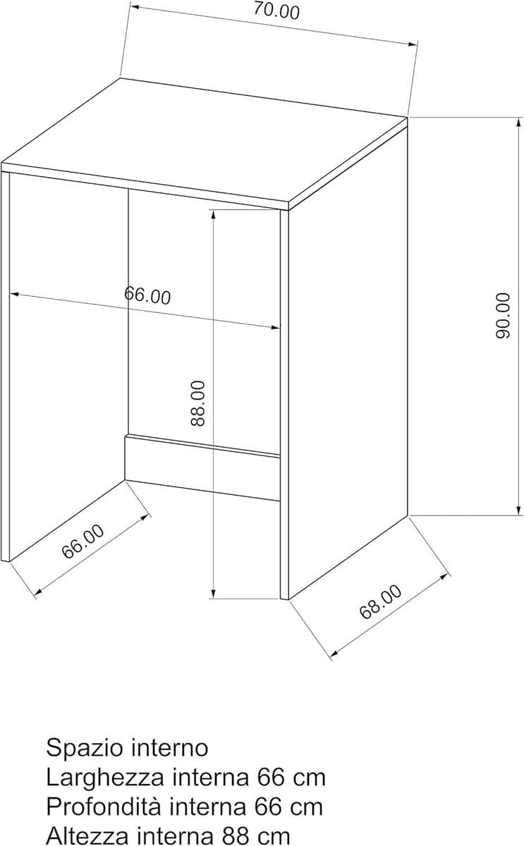 Wasmachinekast - Drogerkast - Ruimte Organiseren - Gemaakt in Italië - 70x68x90 cm - Essenhout — afbeelding 1