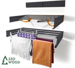Zeo Wood® - Wanddroogrek Inklapbaar 100 cm - 6 m Drooglengte Grijs — thumbnail 1