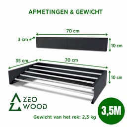 Zeo Wood® - Wanddroogrek Inklapbaar 70 cm - 3.5 m Drooglengte Grijs — thumbnail 2