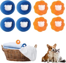 8 stuks anti-haren ballen, wasmachine, anti-haren wasmachine, vanger, herbruikbare epilator voor dieren (oranje + blauw) — thumbnail 1