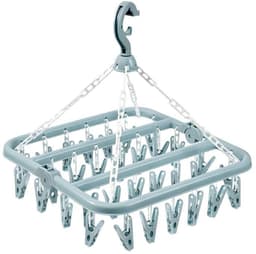 Sokkendroogrek met 32 ​​clips - Hangend kledingrek voor binnen en buiten - Opvouwbaar roterend droogrek voor sokken, ondergoed en kleine kleding - 35*32cm-Blauw — thumbnail 1