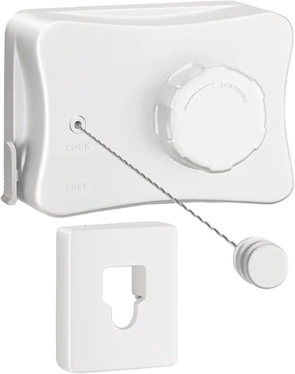 Intrekbare Waslijn - Wand Waslijn - Ruimte Besparen - Zware Lasten - 5.1 Meter - Wit — afbeelding 1