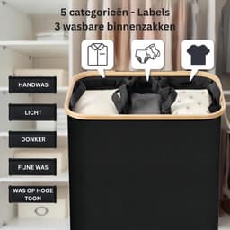 CLVP® Wasmand 3 Vakken – Wassorteerder Uitschuifbaar – Was Organizer – Premium — thumbnail 4