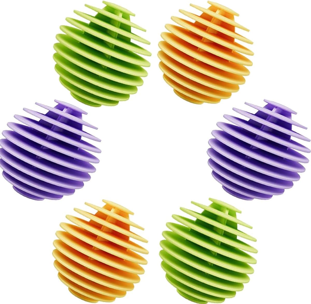 Herbruikbare antistatische droogballen, 6-pack wasballen, niet-giftige wasballen, anti-klitontwerp, zachte stof, voorkomt klitten, verbetert de reinigingseffectiviteit (groot formaat) — afbeelding 1