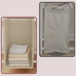 VASAGLE BLH301LH01 - Wasmand met 3 Vakken - Uittrekbare en Afneembare Waszak - Met Opbergrek — thumbnail 5