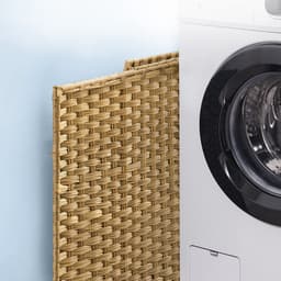 SONGMICS - Wasmand - Wasmand met 2 Vakken - Opvouwbare Rattan Mand met Deksel en Handgrepen - Uitneembare Waszak — thumbnail 5
