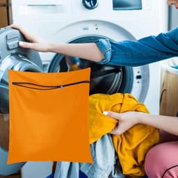 Wasmand voor Huisdieren - Zak voor Dierenbont - Wasmachine Beschermen - Vangt Haren Op - 70 x 60 cm - Oranje — thumbnail 5