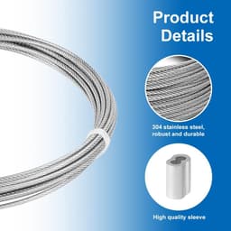 Staalkabel 2 mm - 6 m - Ommantelde Roestvrij Stalen Kabel voor Waslijn en Hek - Binnen en Buiten Gebruik — thumbnail 3