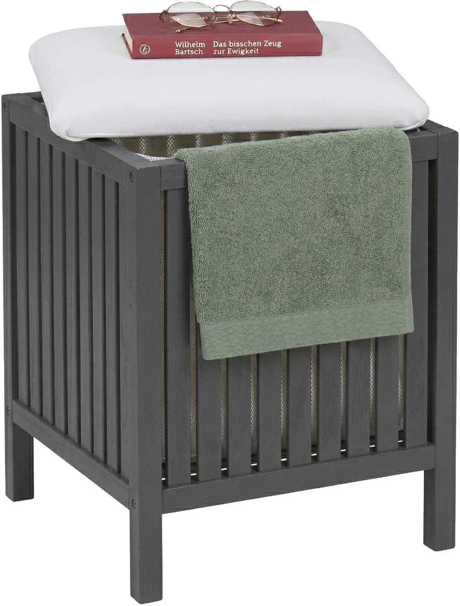 wasmand - 38x51x38 cm - grijs-wit — afbeelding 1