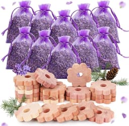 30 stuks mottenvallen voor kleding met ceder en lavendel - Natuurlijke mottenval met 20 ringen en 10 lavendelzakjes. Beschermt kleding effectief. — thumbnail 1