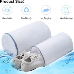 Waszak-waszak schoenen-waszak voor schoenen-4 grote schoenenwaszakken - Sneaker Mesh waszak - Schoenenwaszak - Grijze rits - 125 honingraatstof - Groot, voor sneakers, trainers, pantoffels - Wit - 35x21cm — thumbnail 5