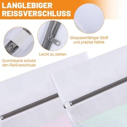 Wasnet voor wasmachine - Set van 4 stuks - Ideaal voor overhemden, ondergoed en babykleding - Handige waszakken met ritssluiting - Formaat 30 x 40 cm — thumbnail 4