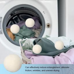 Allecto Plus - Set van 6 natuurlijke wollen drogerballen 4 cm met opbergtas - Wollige wasverzachter voor zachte kleding - Wasdroger accessoire. — thumbnail 2