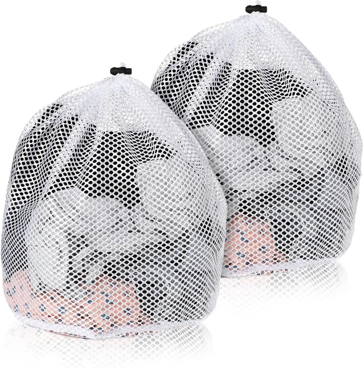 set van 2 fijnmazige wasnetten voor de wasmachine - waszakken 40 x 50 cm met koordstopper voor delicaat wasgoed - truien, jassen, overhemden, sokken. — afbeelding 1