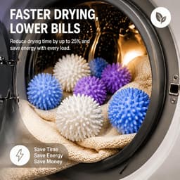12 wasballen voor droger, herbruikbare wasballen voor droger en wasmachine, vervanging voor wasverzachter, anti-pilling, sneller drogen voor donsjacks en kleding (wit, blauw, paars) — thumbnail 2
