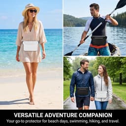 2 waterdichte riemzakken voor mobiele telefoon, waterdichte tas met verstelbare riem, compatibel met touchscreen, voor strand en watersport, 22 x 15 cm — thumbnail 3