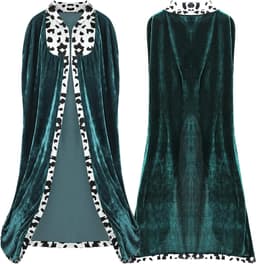 Koningsmantel Prinsmantel Koningscap Voor Volwassenen Halloween Carnaval Kerst Middeleeuwse Kostuums Groen — thumbnail 1