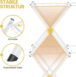 Droogrek radiator - Wit - Klein, Inklapbaar, Staand Wasrek - Ruimtebesparend Torenwasrek voor Badkuip — thumbnail 2