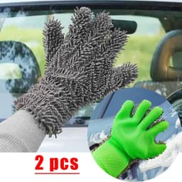 2 stuks autowashandschoenen vinger, microvezel auto wassen vijf vingers reinigingshandschoen, dubbelzijdige autoreinigingshandschoenen, Auto Wash Mitt Reinigingshandschoenen, voor auto's — thumbnail 3