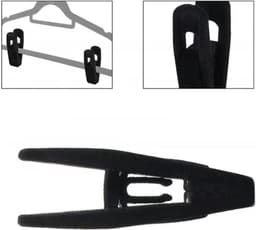 20 stuks antislip fluwelen hangerclips, gevlokte kledingclips voor slanke hangers, sterke grip, handdoek, jas, broek, rok, organizer, zwart — thumbnail 5