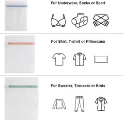 Waszakkenset - Waszakken van mesh speciaal voor de wasmachine - 7-delige set (3 maten) - Met ritssluiting en polyester materiaal - Bescherming voor kleding en handig voor op reis - Kleur ritssluiting willekeurig — thumbnail 5