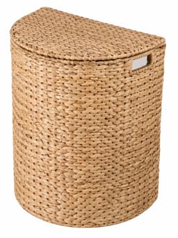 CALICOSY - Halvemaanvormige wasmand van waterhyacint met deksel L45 cm - NILA — thumbnail 1