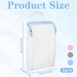3D Mesh Waszakken Set van 3 met Ophanglussen, Duurzame Rits Waszakken voor Kleding en Delicate Was — thumbnail 5