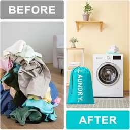 Waszakken - 60*90cm Waszak Groot - Set van 2 stuks - Wasgoed Opbergtas met Trekkoord - Badkamer Was Zak - Laundry Bag - Zwart en Grijs — thumbnail 4