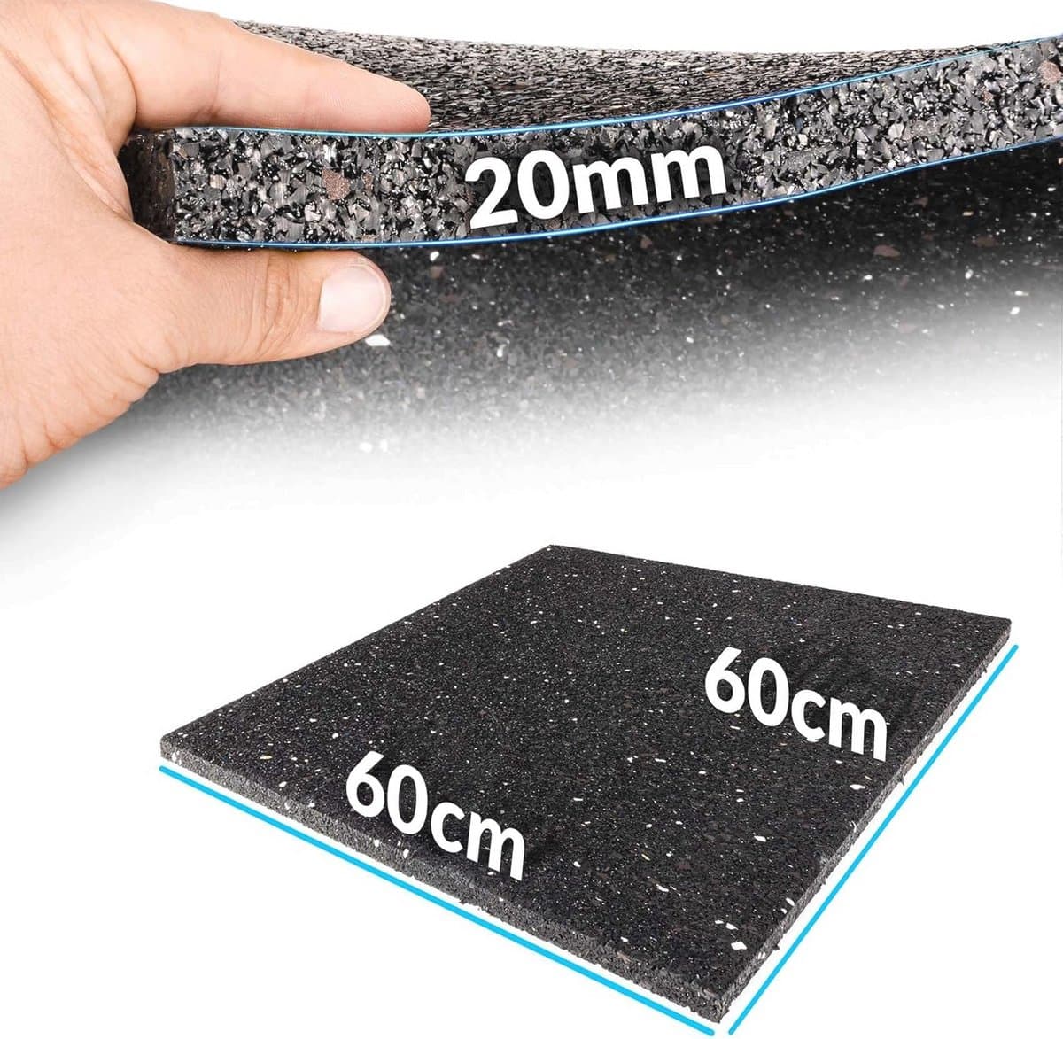 Antitrillingsmat - bouwbeschermingsmat - Rubber - antislip en duurzaam - 60 x 60 cm — afbeelding 1