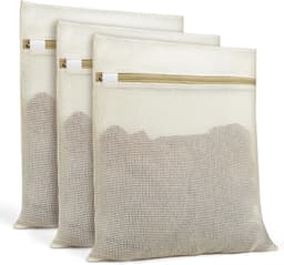 Waszakken - 3 Stuks - Wasnetten - Polyester - Bescherm je Wasgoed en Wasmachine - Waszakjes met Rits - Bh Waszak - Laundry Bag - Wasnetje - Wassorteerder - Packing Cubes - Travel Organizer - Geschikt voor thuis en op reis - 30x40cm - Khaki — thumbnail 1