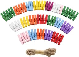100x Mini Houten Wasknijpers Kleurrijk - Decoratieve Clips voor Foto's, Kaarten en DIY Projecten — thumbnail 1