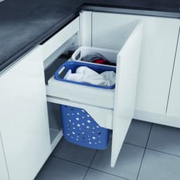 HAILO - Wasmanddrager - voor 45cm uitschuifbare kast - Met 2 x 33l wasmanden (wit / blauw) — thumbnail 1