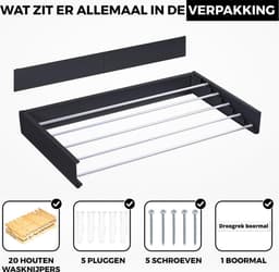 Wanddroogrek inklapbaar - wand droogrek - wanddroogrek uitschuifbaar - wanddroogrek ophangbaar — thumbnail 2