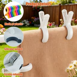 Dailygoods - Wasknijpers groot formaat plastic 10 stuks – Kleurrijke anti-slip klemmen 9,5x7cm – Sterke wasklemmen voor strandhanddoek, kleding, balkon, camping gebruik — thumbnail 3