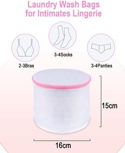 Wasnet voor wasmachine groot, waszak voor sokken, beha's, ondergoed en lingerie, set van 4 roze beha, wasnet,16 cm * 16 cm — thumbnail 3